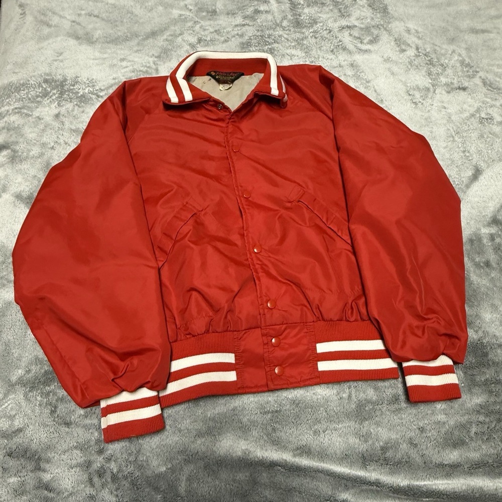 Vintage 1970’s 1980’s Pla-Jac By Dunbrooke Mens Medium Varsity Jacket Red